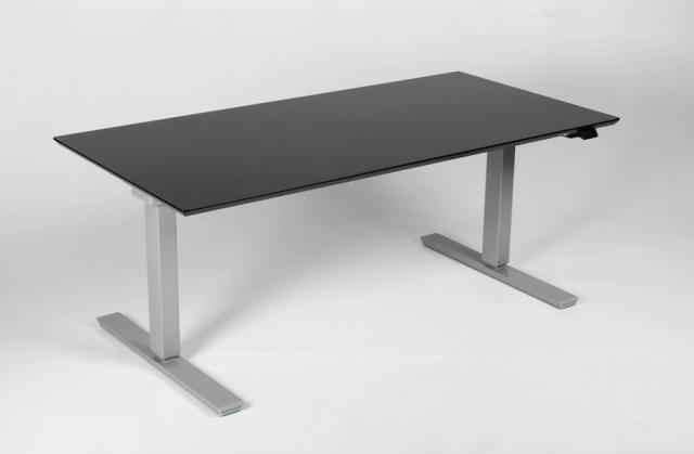 Hæve sænkebord - Rektangulær - Sort - Laminat - Grå - 3-led - 160 - 80