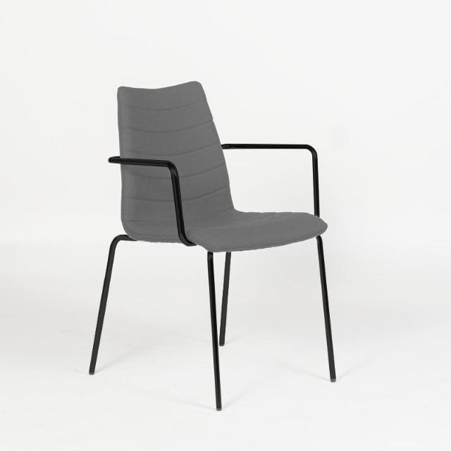 Chairsupply - Frigg - Konferencestol - Lys grå (629) - Mirage - Sort - Med