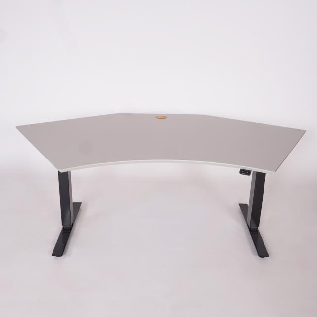 Demo call center bord - lys grå laminat - thor stel sort - 3-led - 185x110 cm