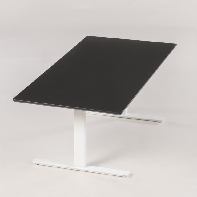 Thor - Hæve sænkebord - Rektangulær - Sort - Linoleum - Hvid - 3-led - 140 - 80 - Flex kabelbakke
