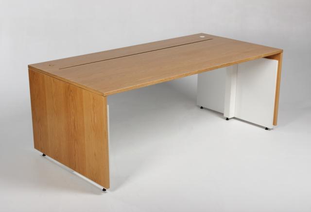 Duba B8 - Hæve sænkebord - Rektangulær - Eg - Eg/Hvid - 2-led - 180 - 90 - 2, højre og venstre