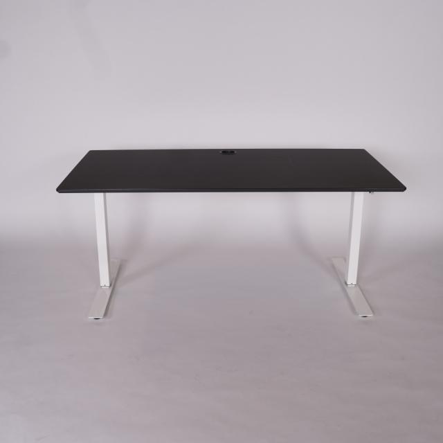 Loke hæve-/sænkebord - sort plade - hvidt stel - 160x80 cm