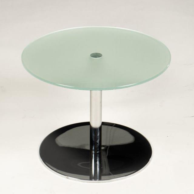 Demo sofabord - model Circle - glasplade - krom stel H. 45 Ø 60 cm.