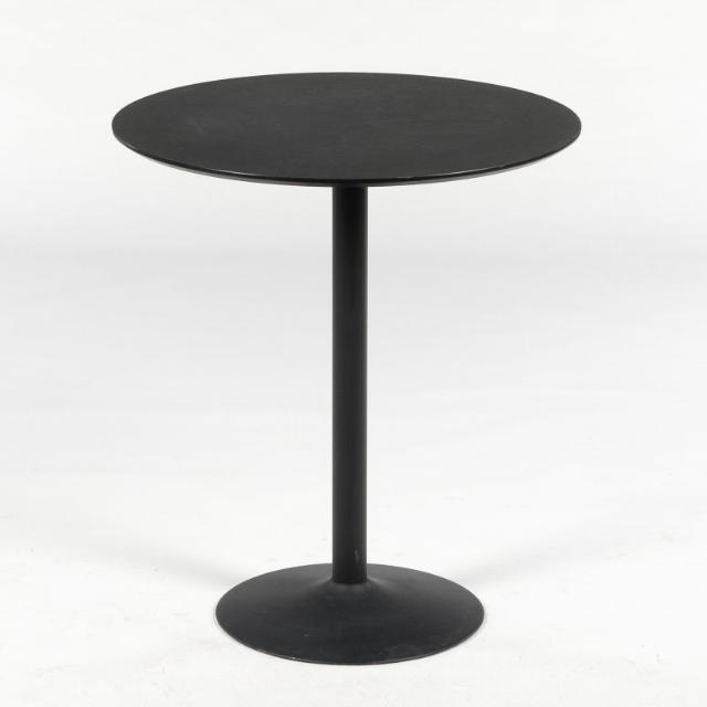 Brugt højbord - sort linoleum - sort søjleben - 110 cm høj - Ø100 cm