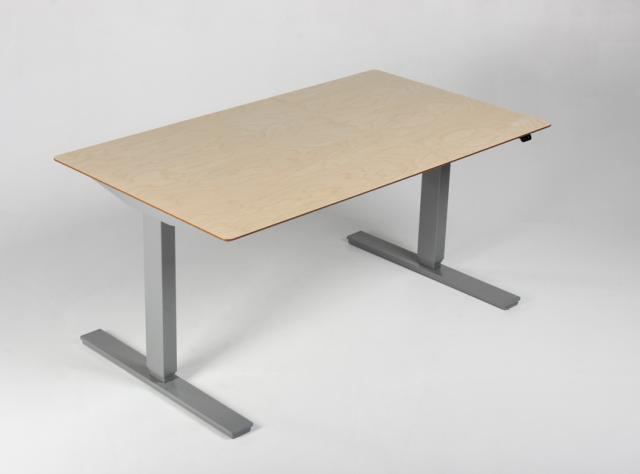 Hæve sænkebord - Rektangulær - Birk - Grå - 3-led - 140 - 80
