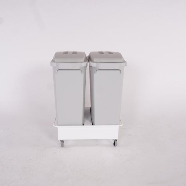 Durable - Durabin 60L - Affaldssortering - Grå - Grå - Sæt med 2 spande, låg og vogn