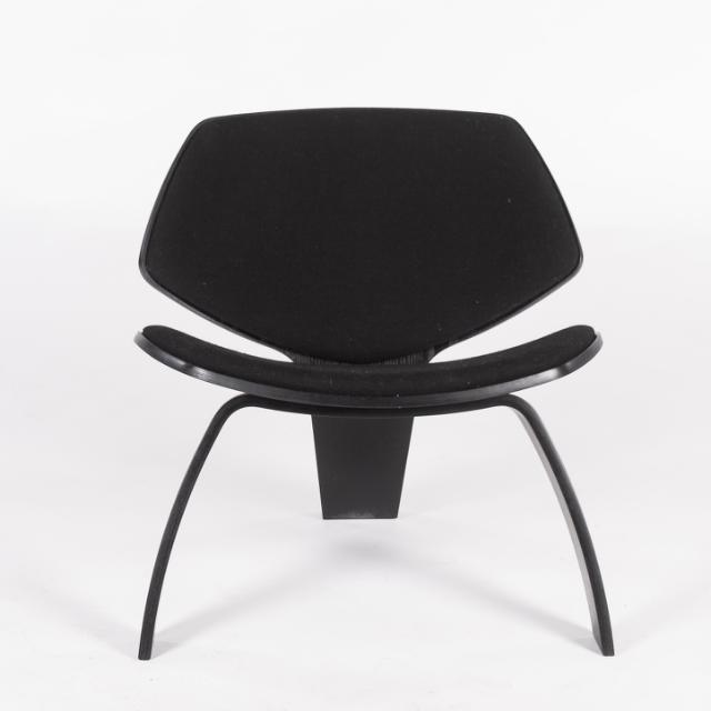 NDG01 loungestol - sort - sæde/ryg i sort uld